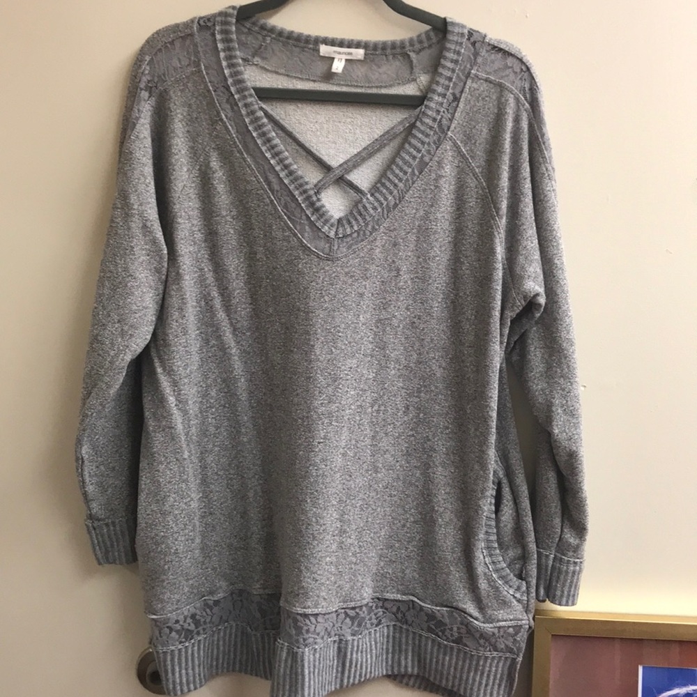 Maurices 2X Tunic/Sweater GRAY POCKETS